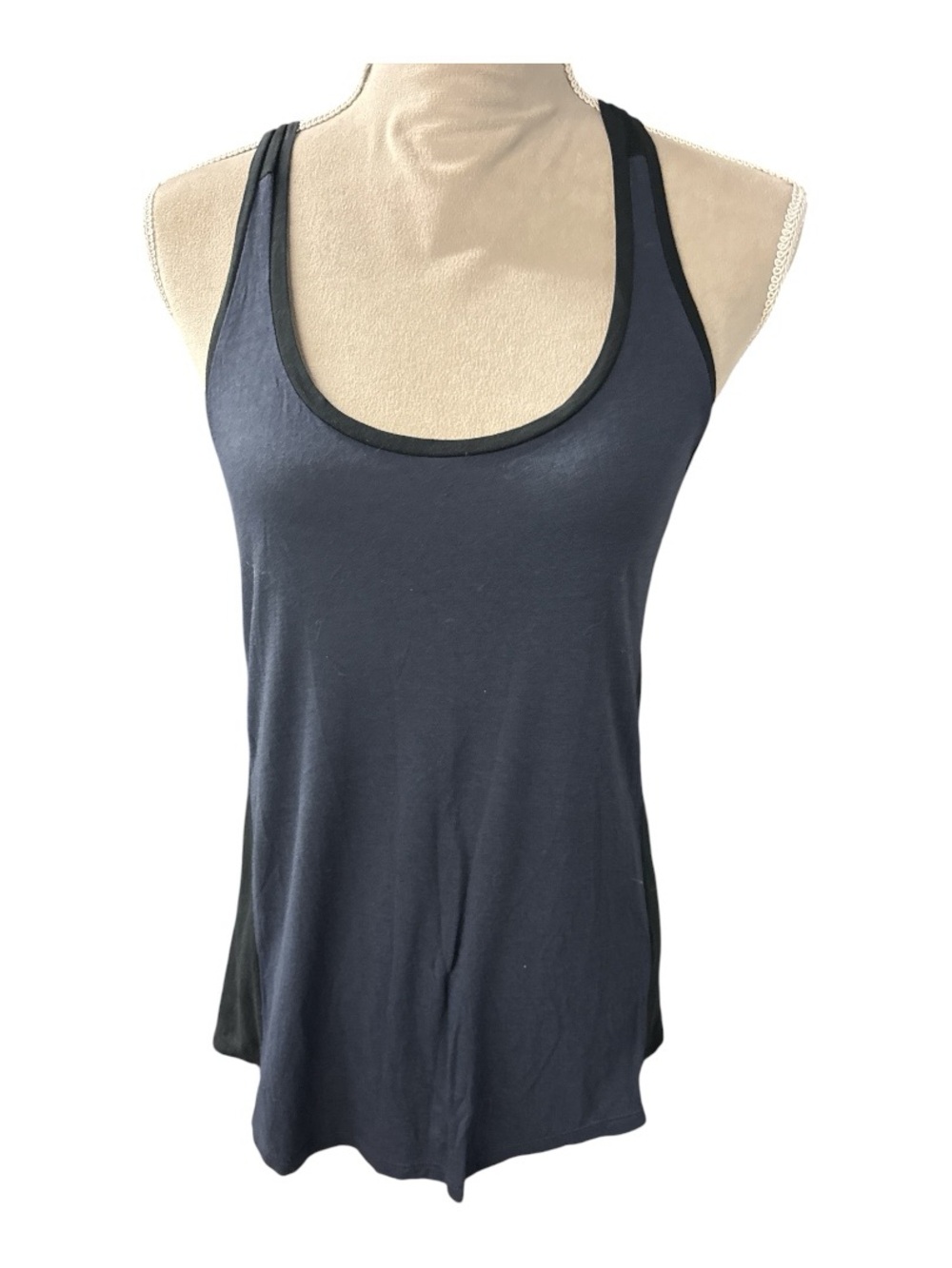 Vince EUC Navy and Black Racerback Tank Top